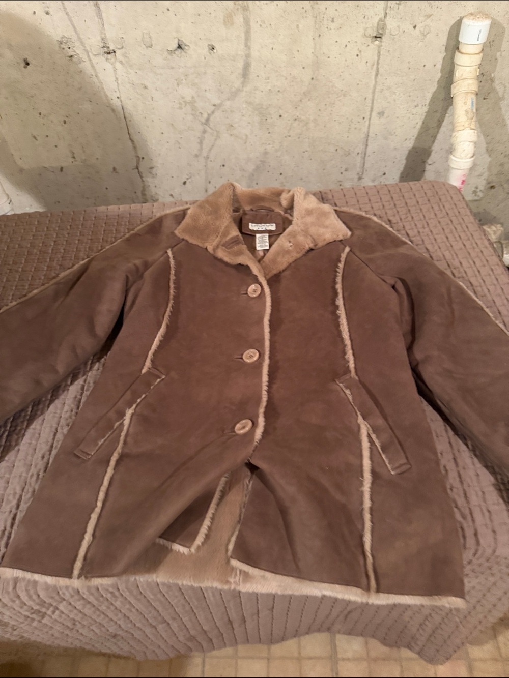 Woolrich Women's Brown Suede Shearling-Trim Jacket
